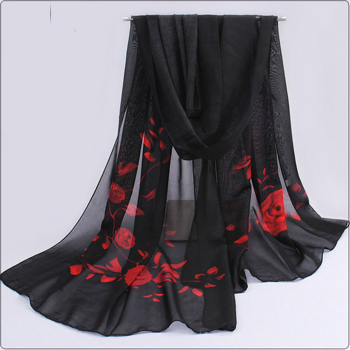 Beach Towel Large - 1szt Szyfonowy szalik Prosty elegancki kwiatowy
