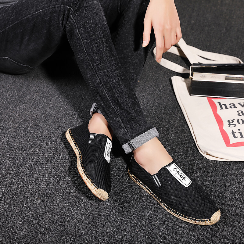 Lniane męskie buty codzienne,  – Espadrille Slip On recenzja i cena